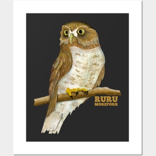 Morepork Ruru NZ Owl Posters and Art